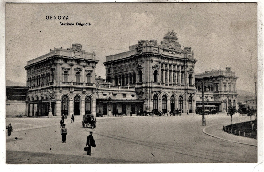 Cartolina antica Genova stazione Brignole