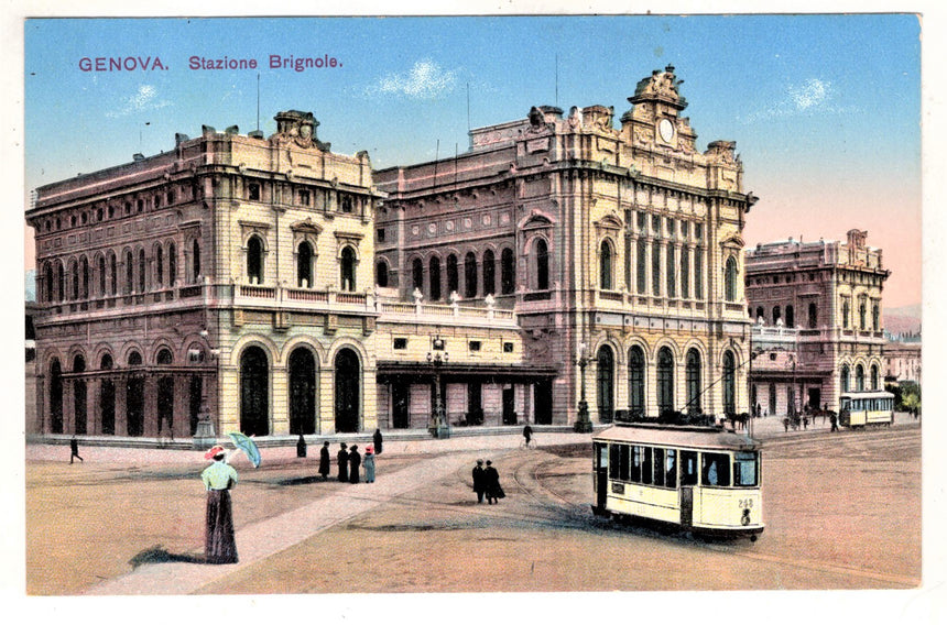 Cartolina antica Genova stazione Brignole