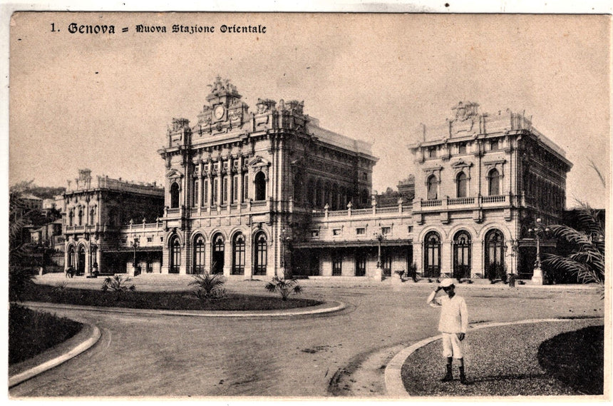 Cartolina antica Genova nuova stazione orientale