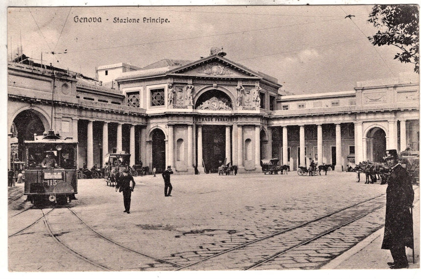 Cartolina antica Genova stazione Principe