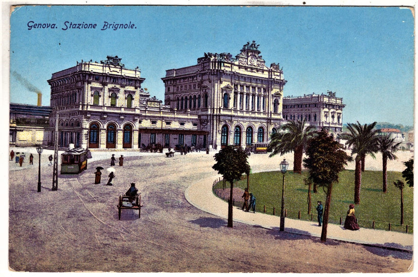 Cartolina antica Genova stazione Brignole