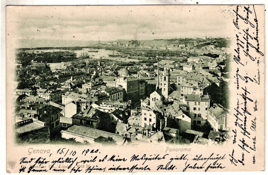 Cartolina antica Genova panorama