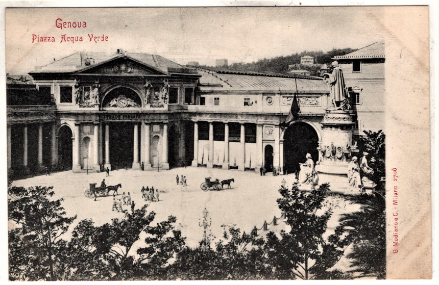 Cartolina antica Genova piazza Acqua Verde