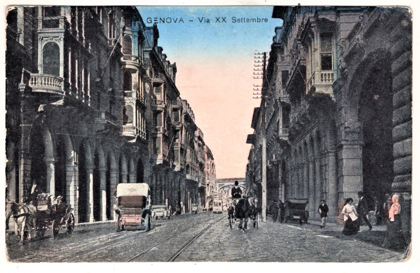 Cartolina antica Genova via XX Settembre