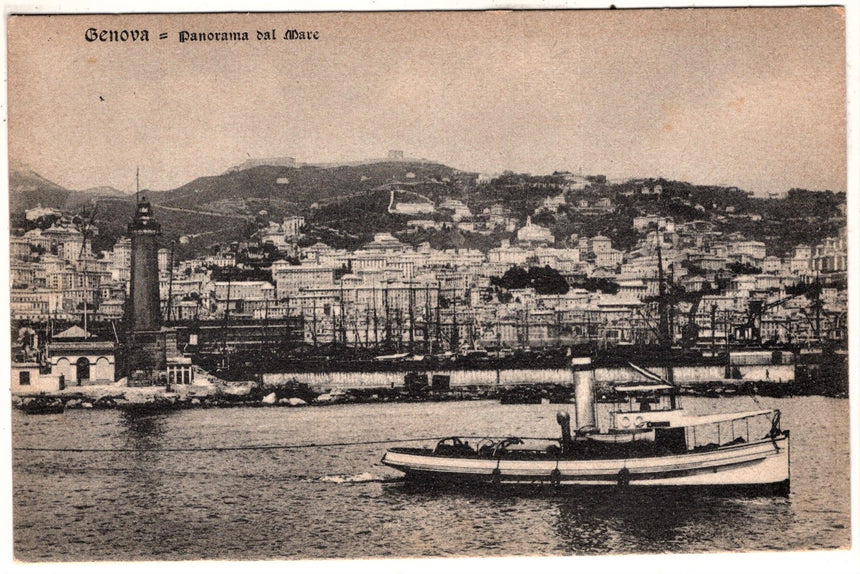 Cartolina antica Genova panorama