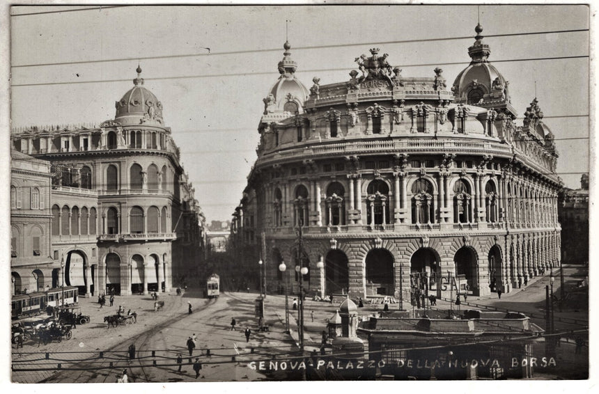 Cartolina antica Genova palazzo della nuova Borsa