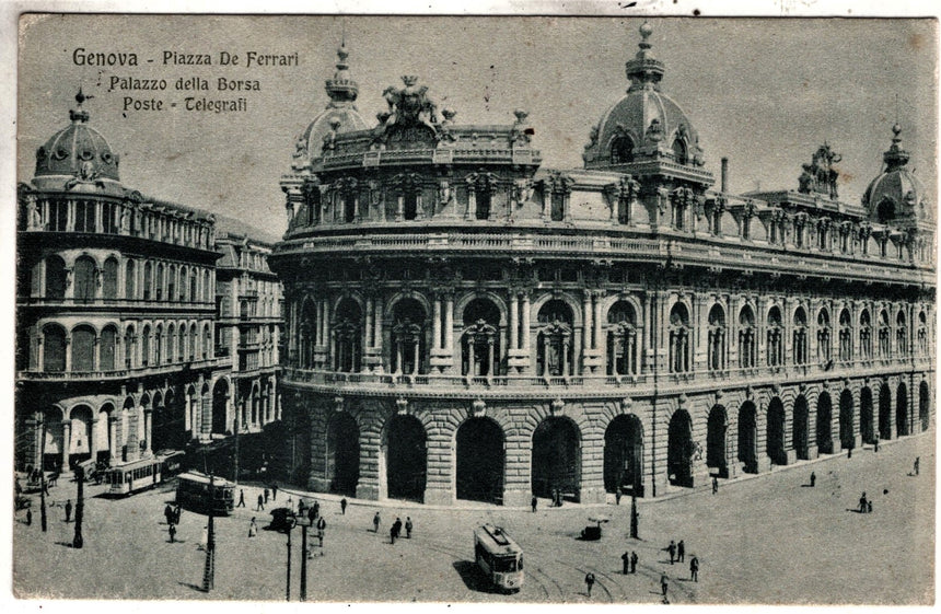 Cartolina antica Genova palazzo della Borsa spedita a Roma