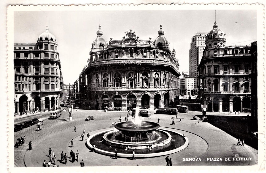 Cartolina antica Genova piazza De Ferrari