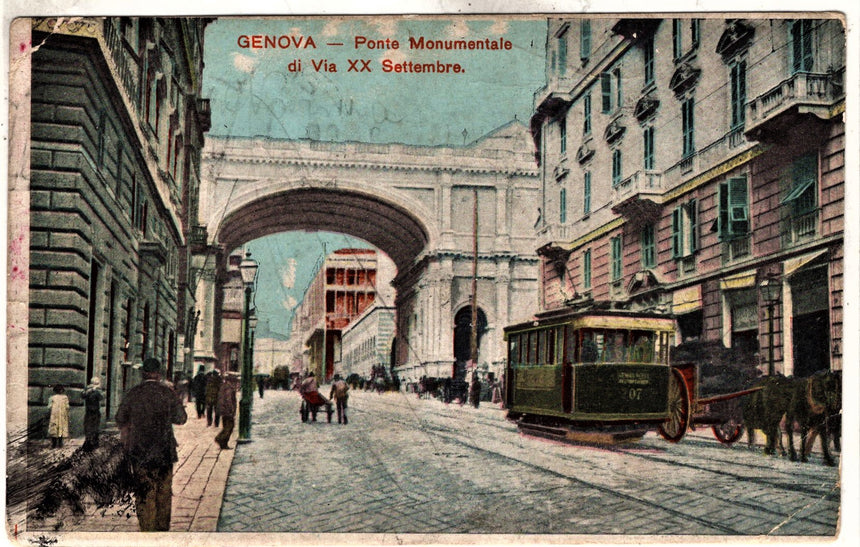 Cartolina antica Genova via XX Settembre