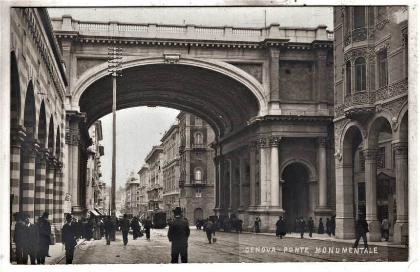 Cartolina antica Genova ponte monumentale