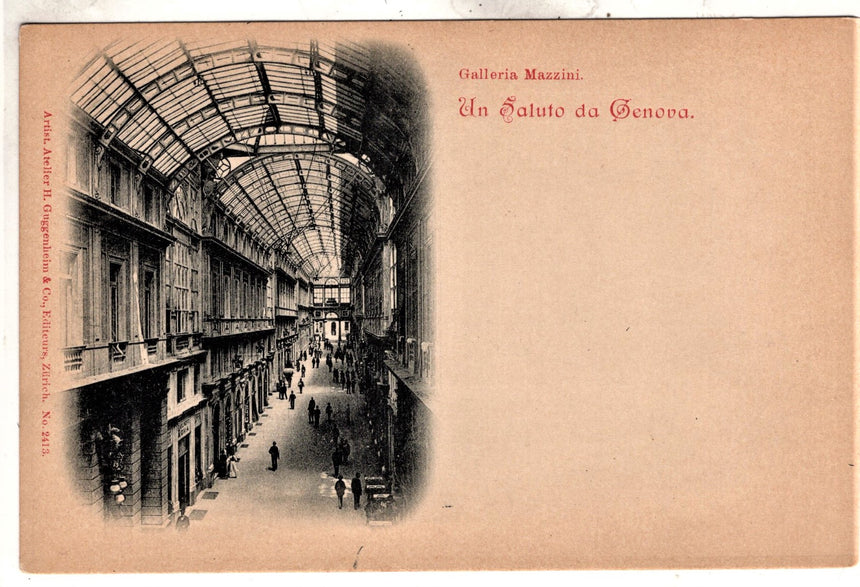 Cartolina antica Genova un saluto Galleria Mazzini