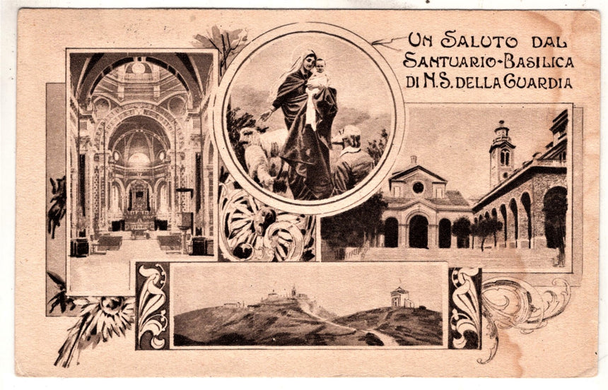 Cartolina antica Santuario di N.S. della Guardia Genova