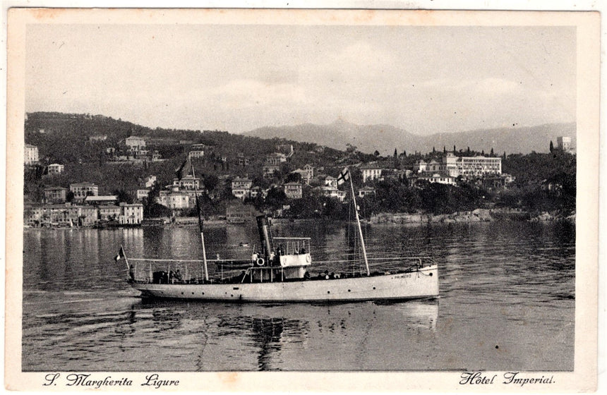 Cartolina antica S. Margherita Ligure Hotel Imperial traghetto Primero