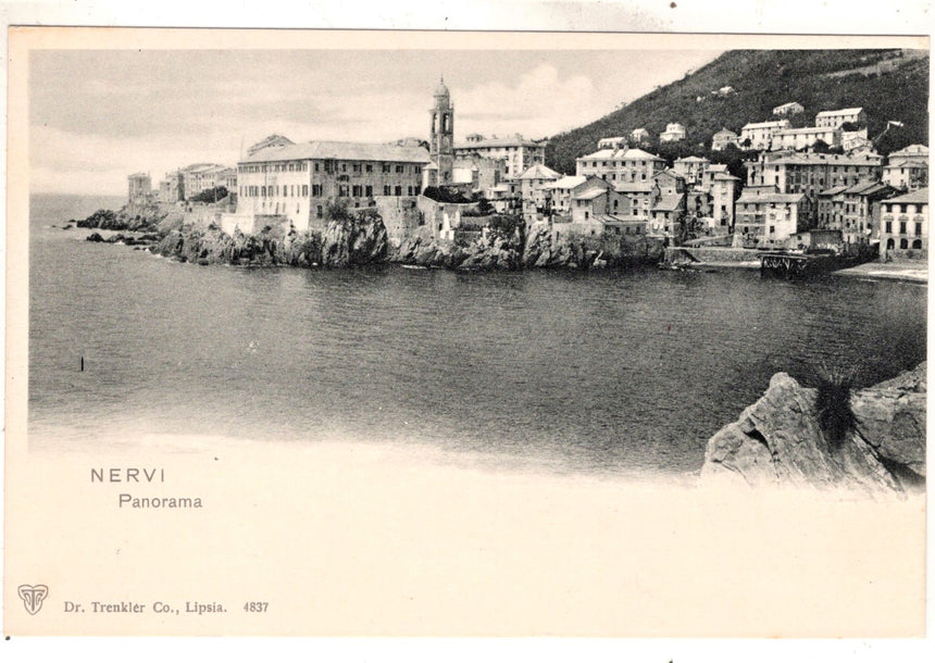 Cartolina antica Nervi nel 1900 panorama