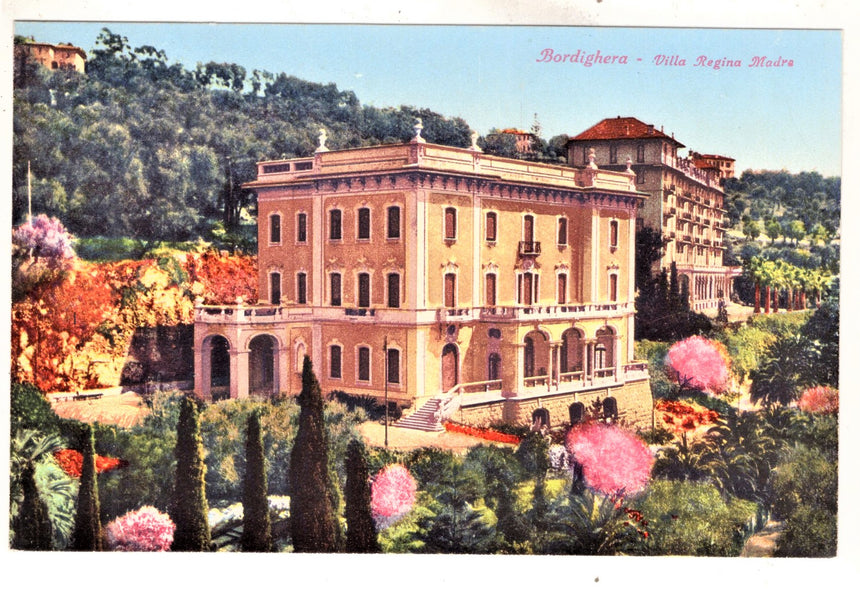 Cartolina antica Bordighera villa Regina Madre scritta in tedesco viag.in busta