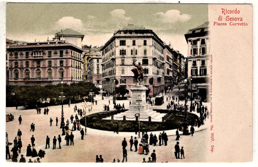 Cartolina antica Genova piazza Corvetto