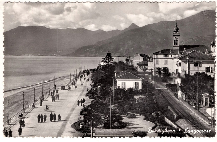 Cartolina antica Bordighera il lungomare