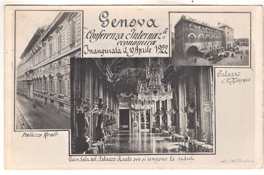 Cartolina antica Genova conferenza economica del 1922