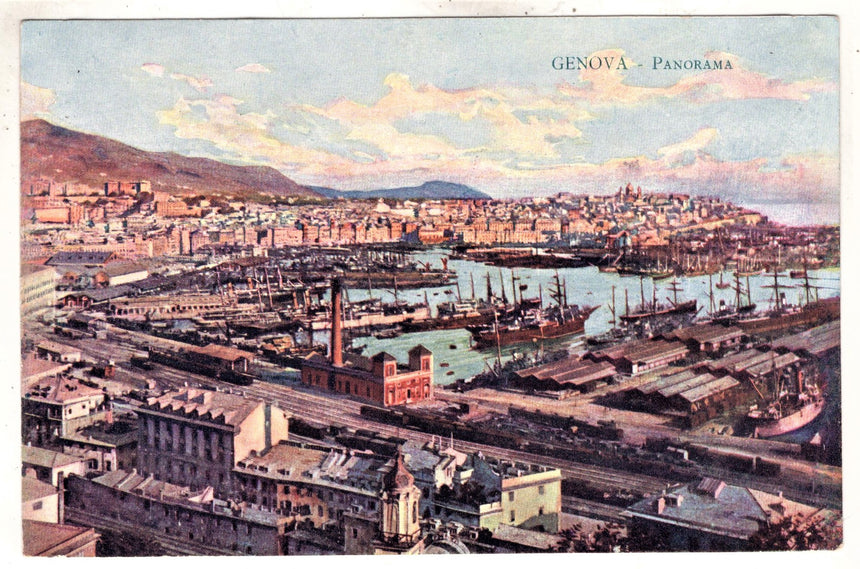 Cartolina antica Genova il porto