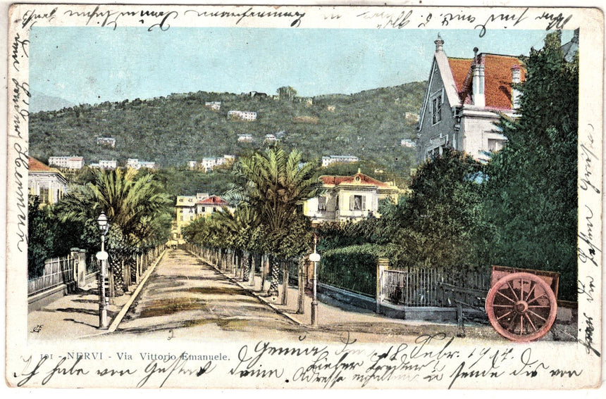 Cartolina antica Nervi via Vittorio Emanuele