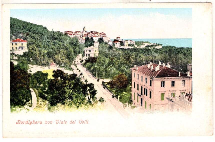 Cartolina antica Bordighera viale dei Colli