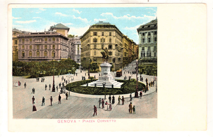 Cartolina antica Genova piazza Corvetto