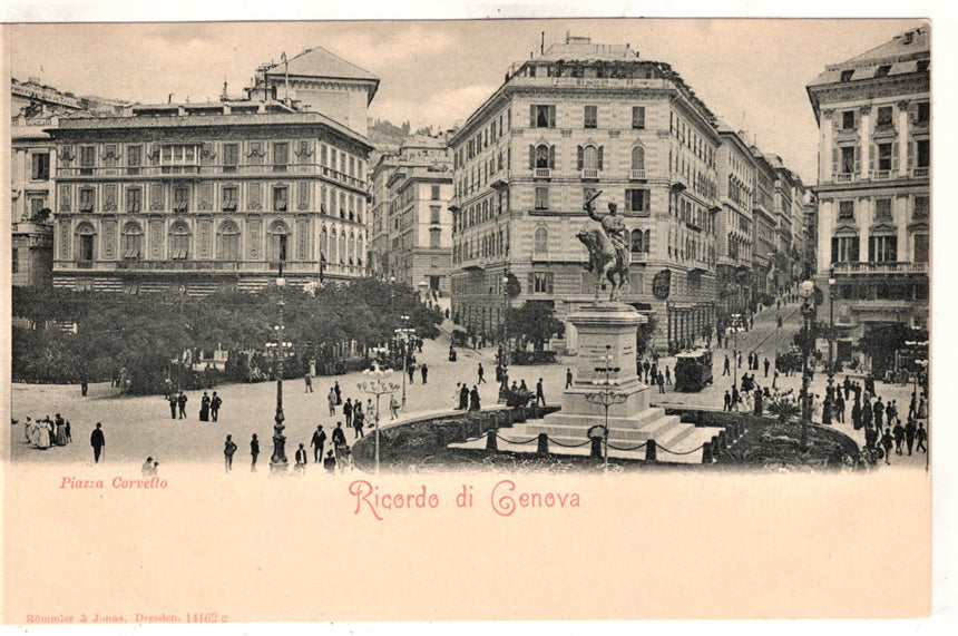 Cartolina antica Genova ricordo piazza Corvetto