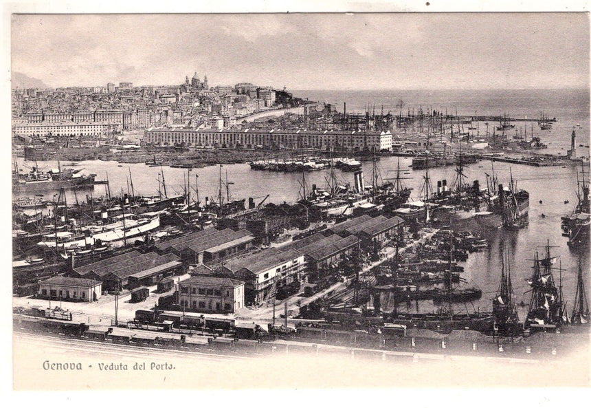 Cartolina antica Genova il porto