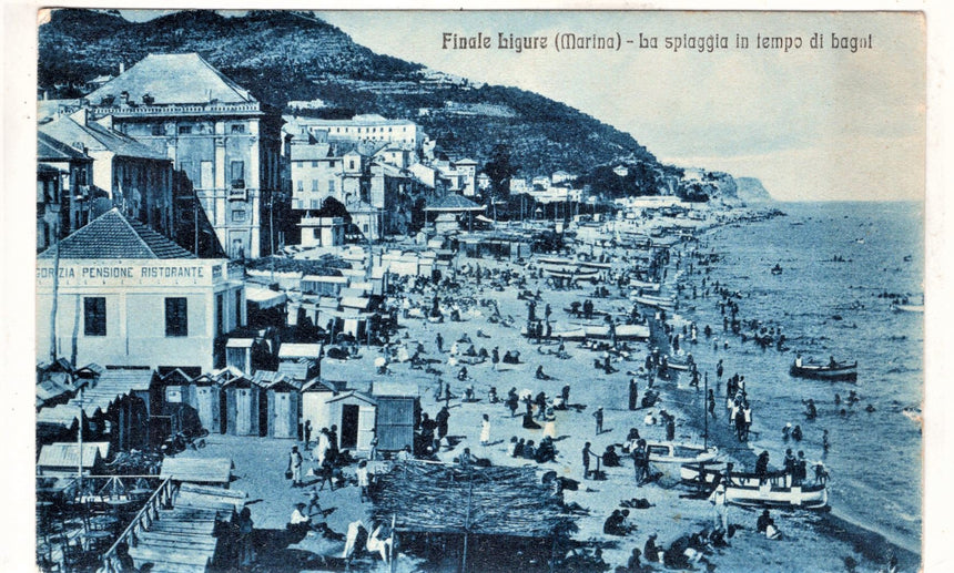 Cartolina antica Finale Ligure la sòpiaggia