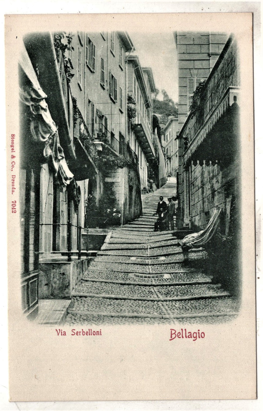 Cartolina antica Bellagio via Serbellono