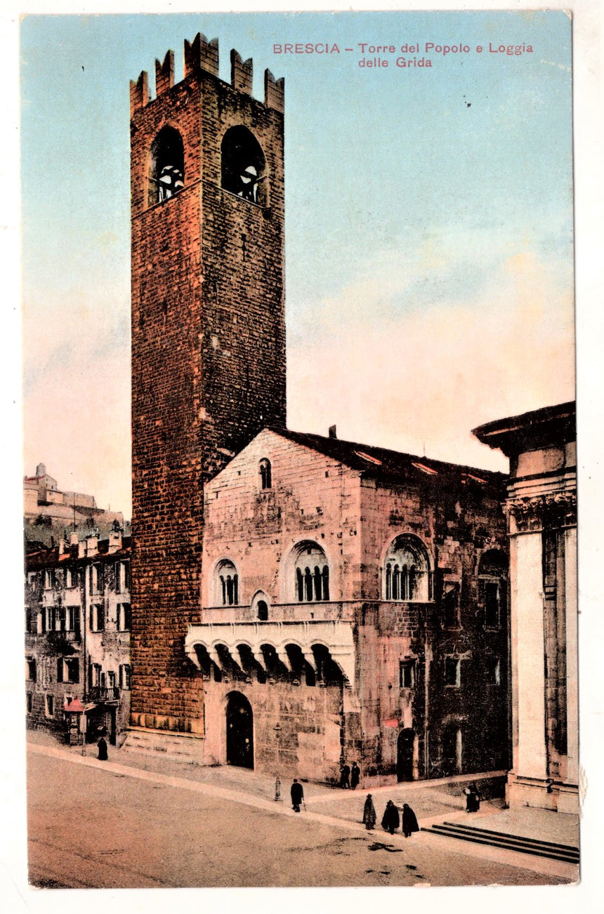 Cartolina antica Brescia Torre del popolo