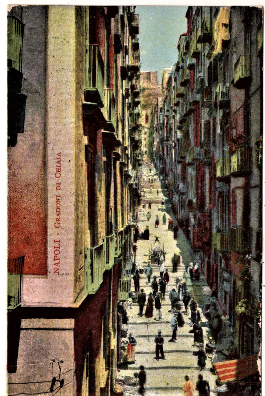 Cartolina antica Napoli Gradoni di Ghiaia