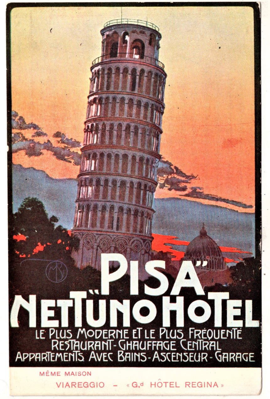 Cartolina antica Pisa Hotel Nettuno