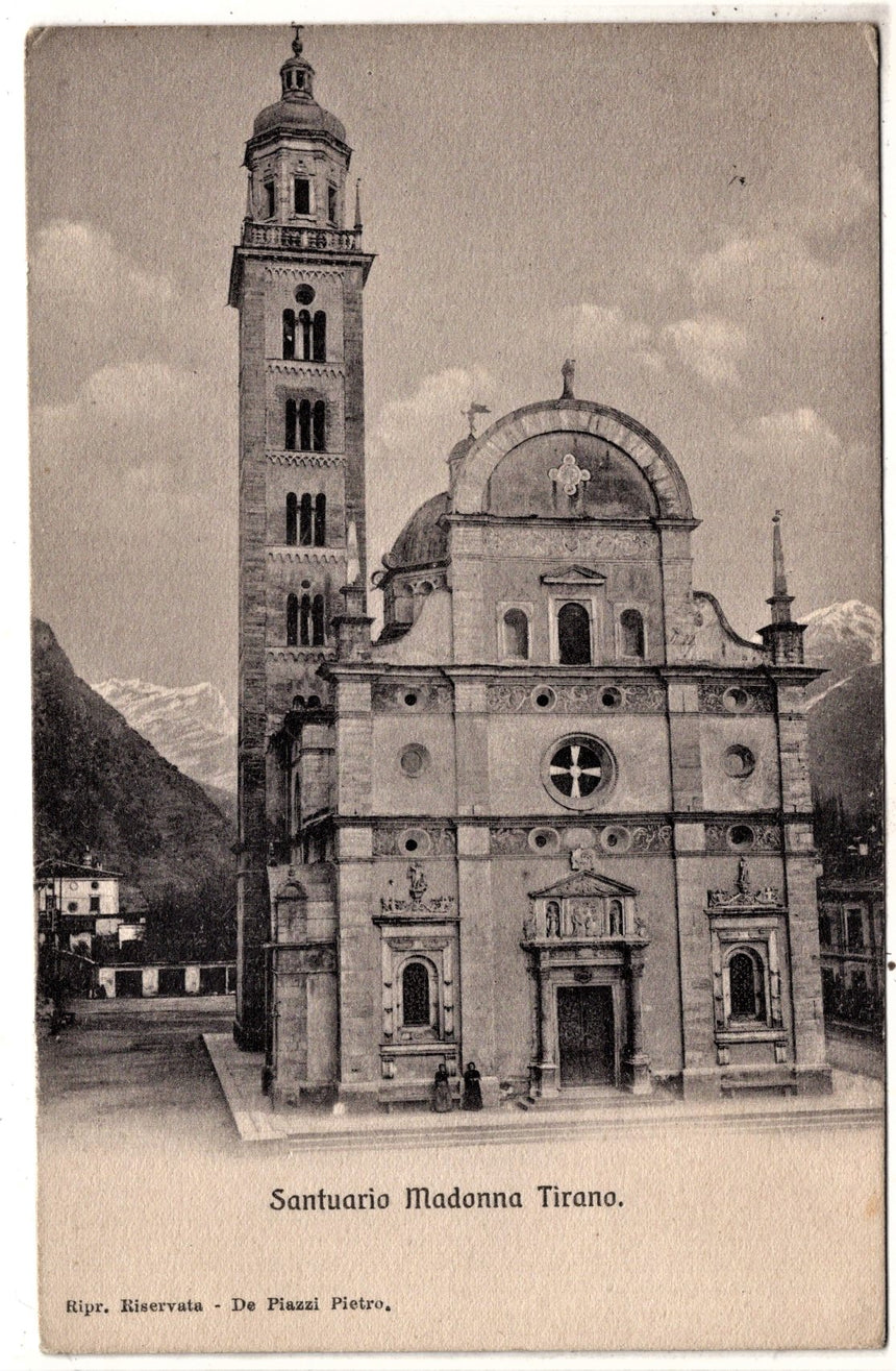 Cartolina antica Tirano Santuario Madonna Sondrio