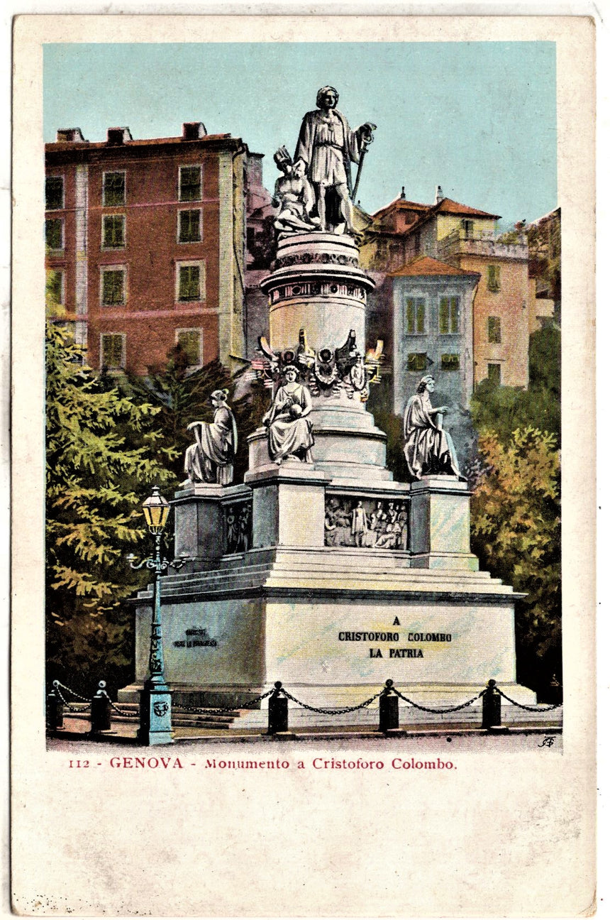 Cartolina antica Genova monumento a Cristoforo Colombo