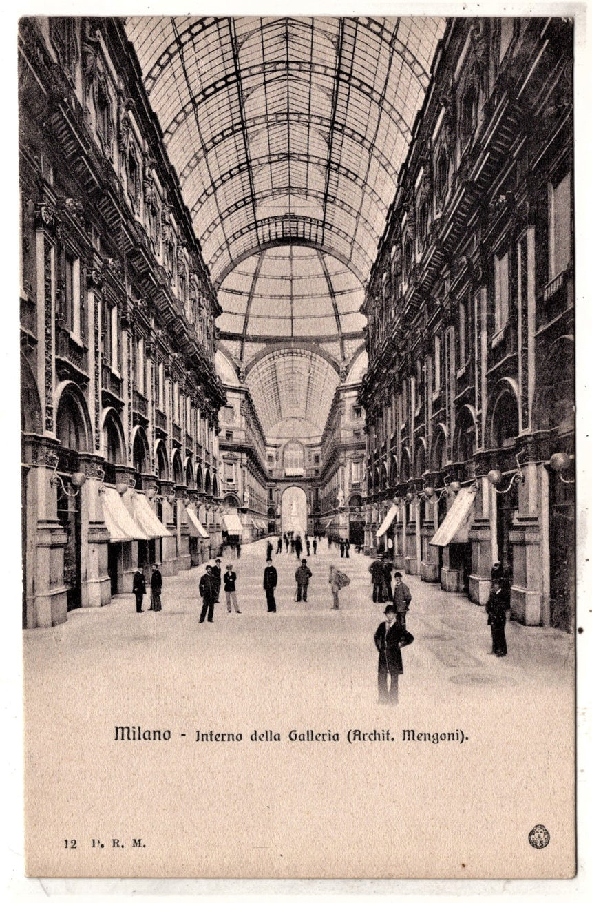 Cartolina antica Milano galleria Vittorio Emanuele II interno