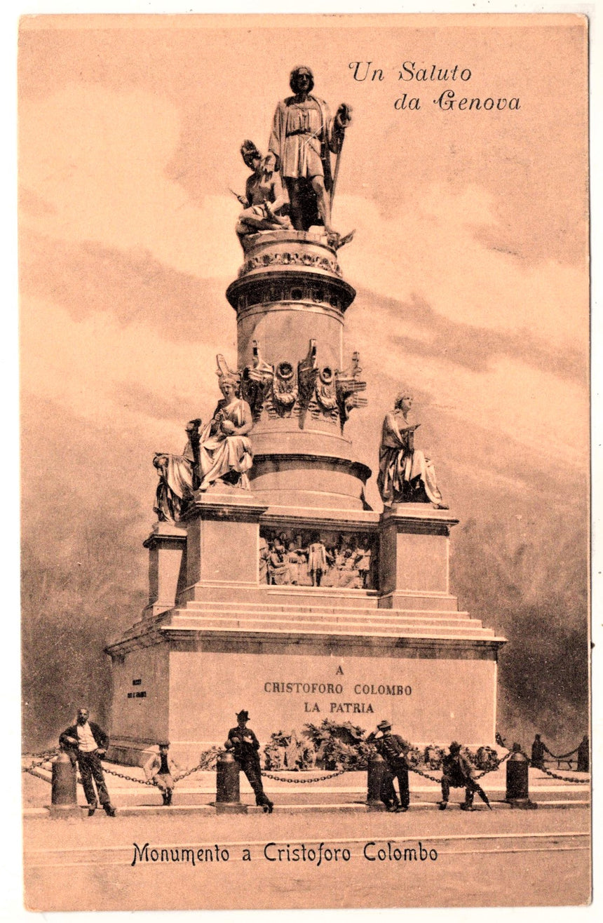 Cartolina antica Genova monumento a Cristoforo Colombo sped. A Vienna