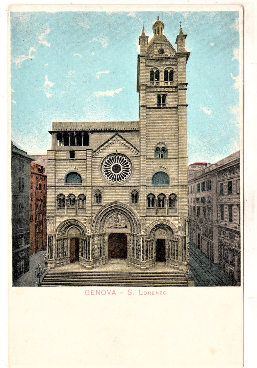 Cartolina antica Genova chiesa di San Lorenzo