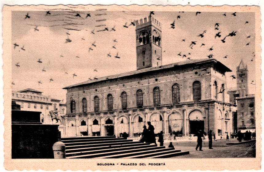 Cartolina antica Bologna palazzo del Podesta