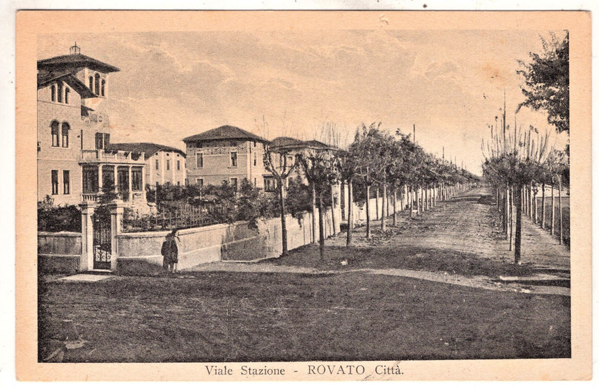 Cartolina antica Rovato viale stazione Brescia