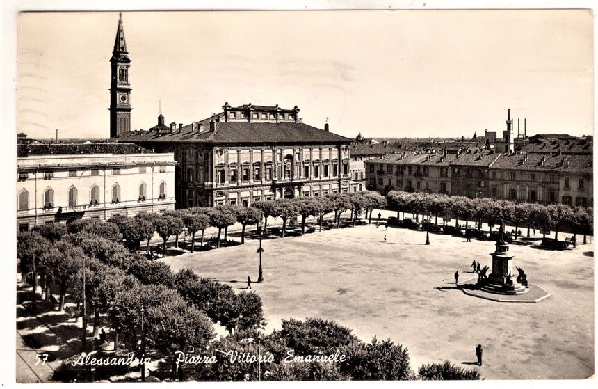 Cartolina antica Alessandria piazza V. Emanuele