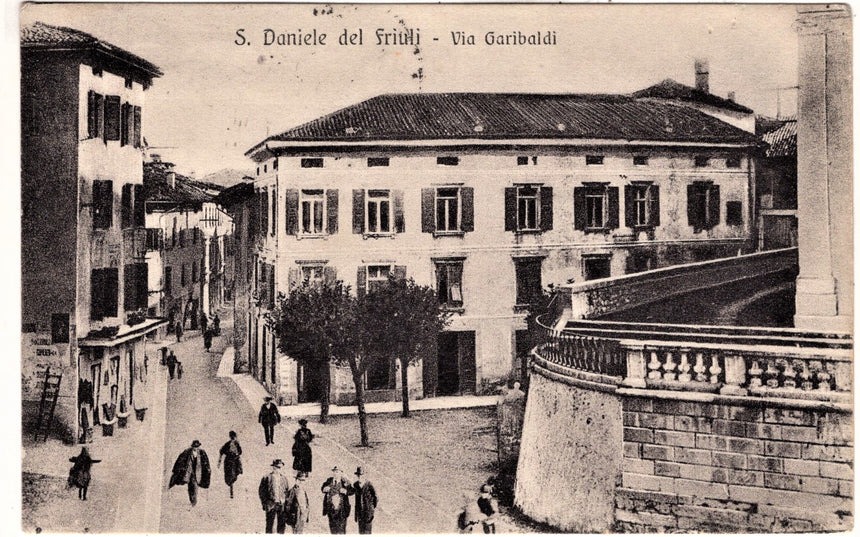 Cartolina antica san Daniele del Friuli via Garibaldi