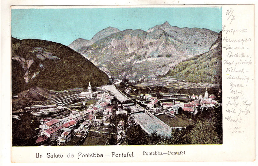 Cartolina antica Pontebba un saluto