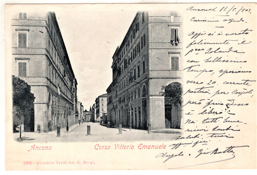 Cartolina antica Ancona corso Vittorio Emanuele sped. A Kerteh