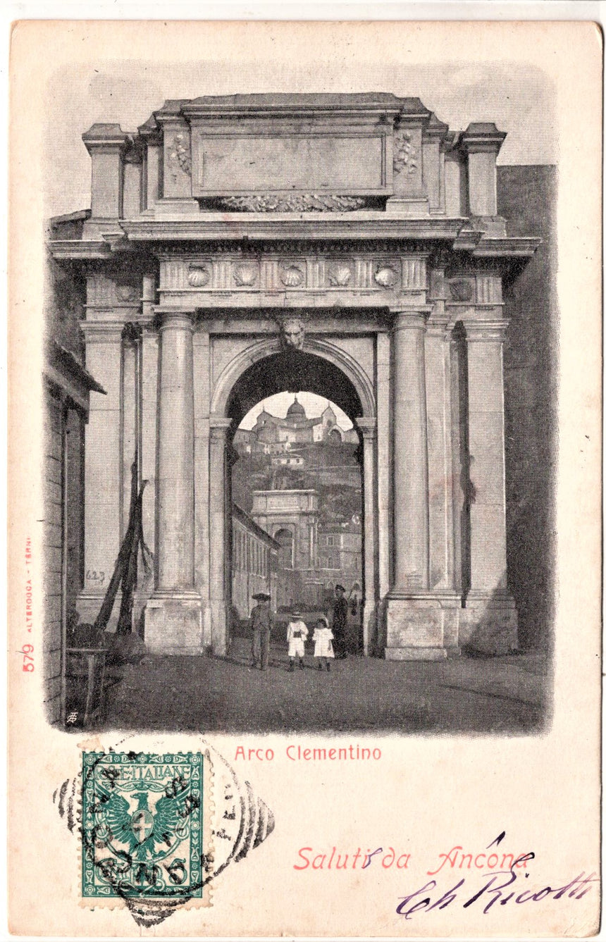 Cartolina antica Ancona Arco Clementino