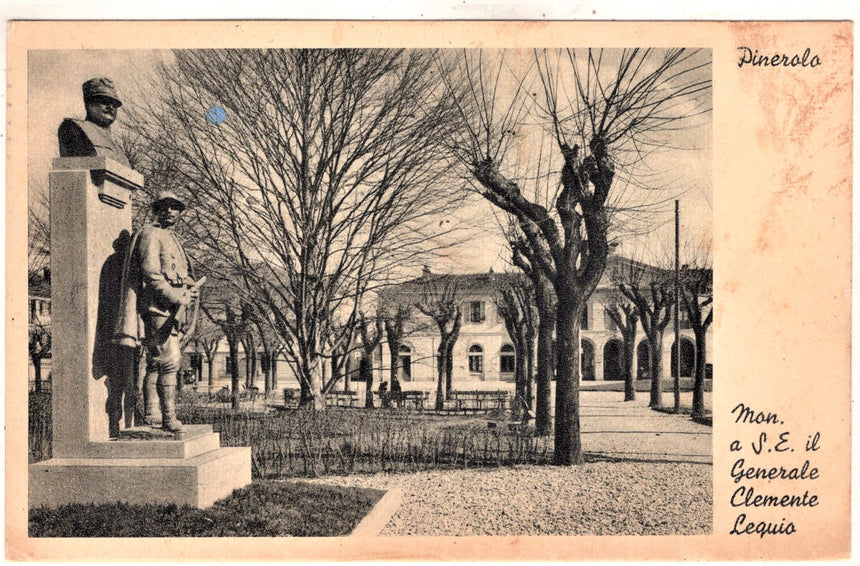 Cartolina antica Pinerolo monumento al Gen. Leguio