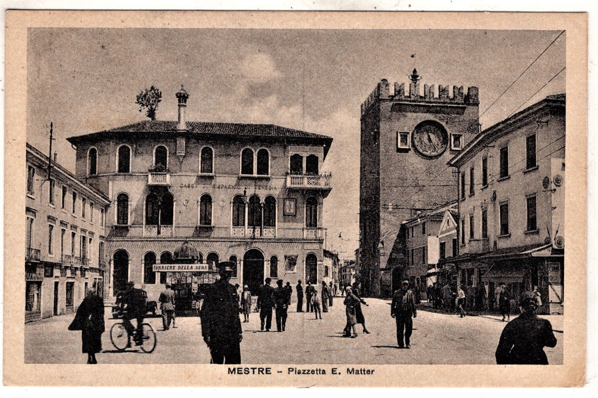 Cartolina antica Mestre piazzettaE. Matter