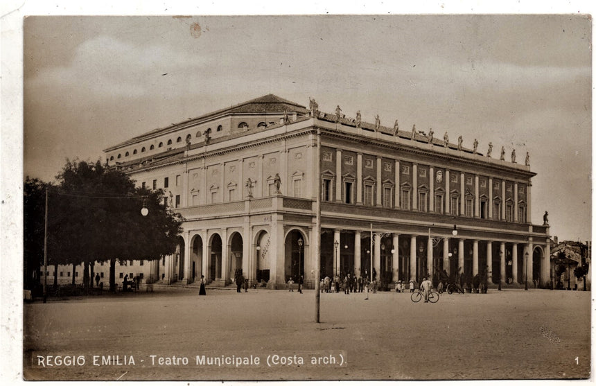 Cartolina antica Reggio Emilia teatro municipale per Barcellona