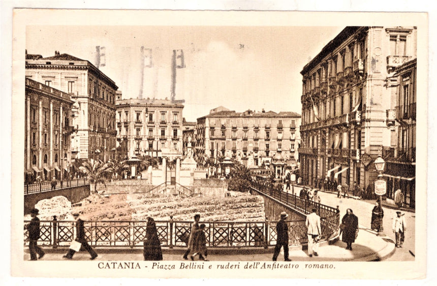 Cartolina antica Catania piazza Bellini