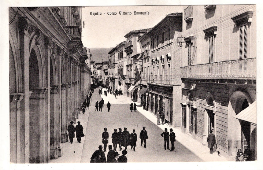 Cartolina antica Aquila corso V. Emanuele